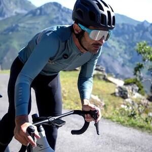 Nwt GOBIK Cobble Asaro Men Top L Blue Grey Cycling Logo 3Back-Pocket Zip Long-Sl